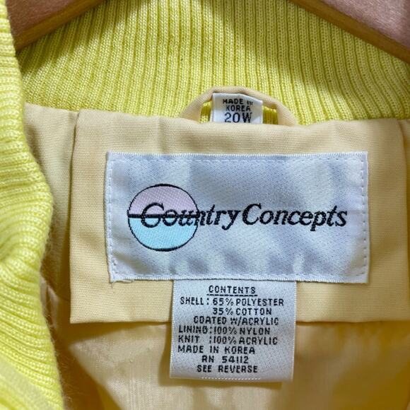Vintage 1990s  Country Concepts Yellow Casual Zip Bomber Jacket 2XL - Picture 3 of 14